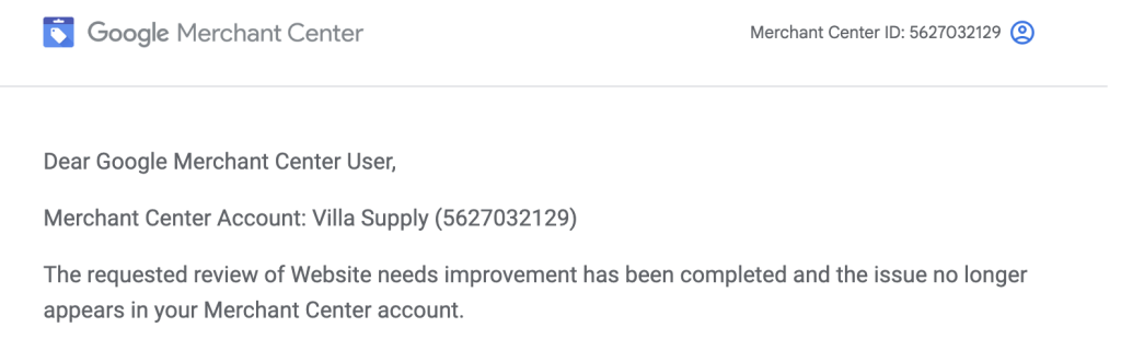 google merchant center suspension appeal succesful